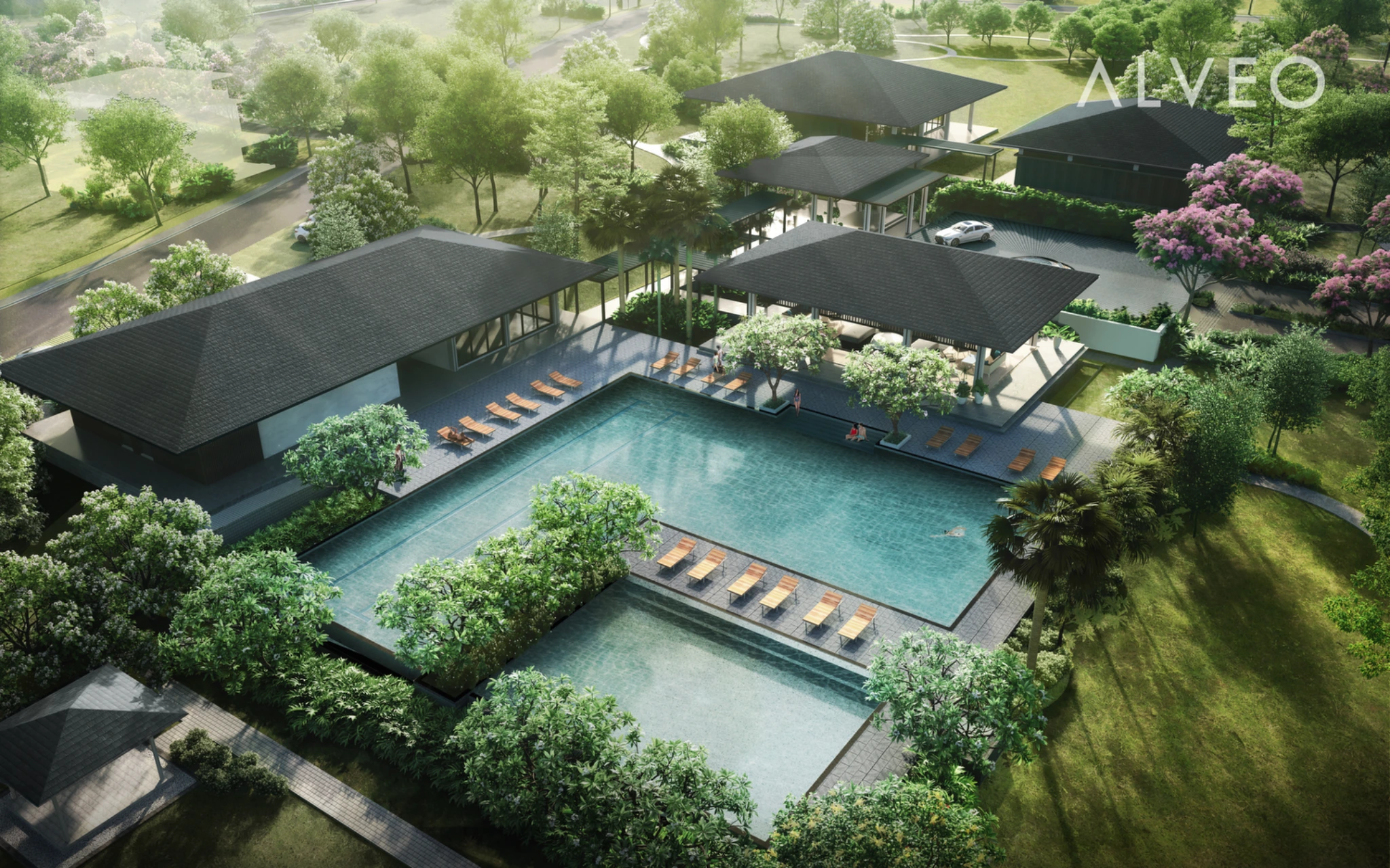 Caleia Zen courtyard and pool, artist’s perspective