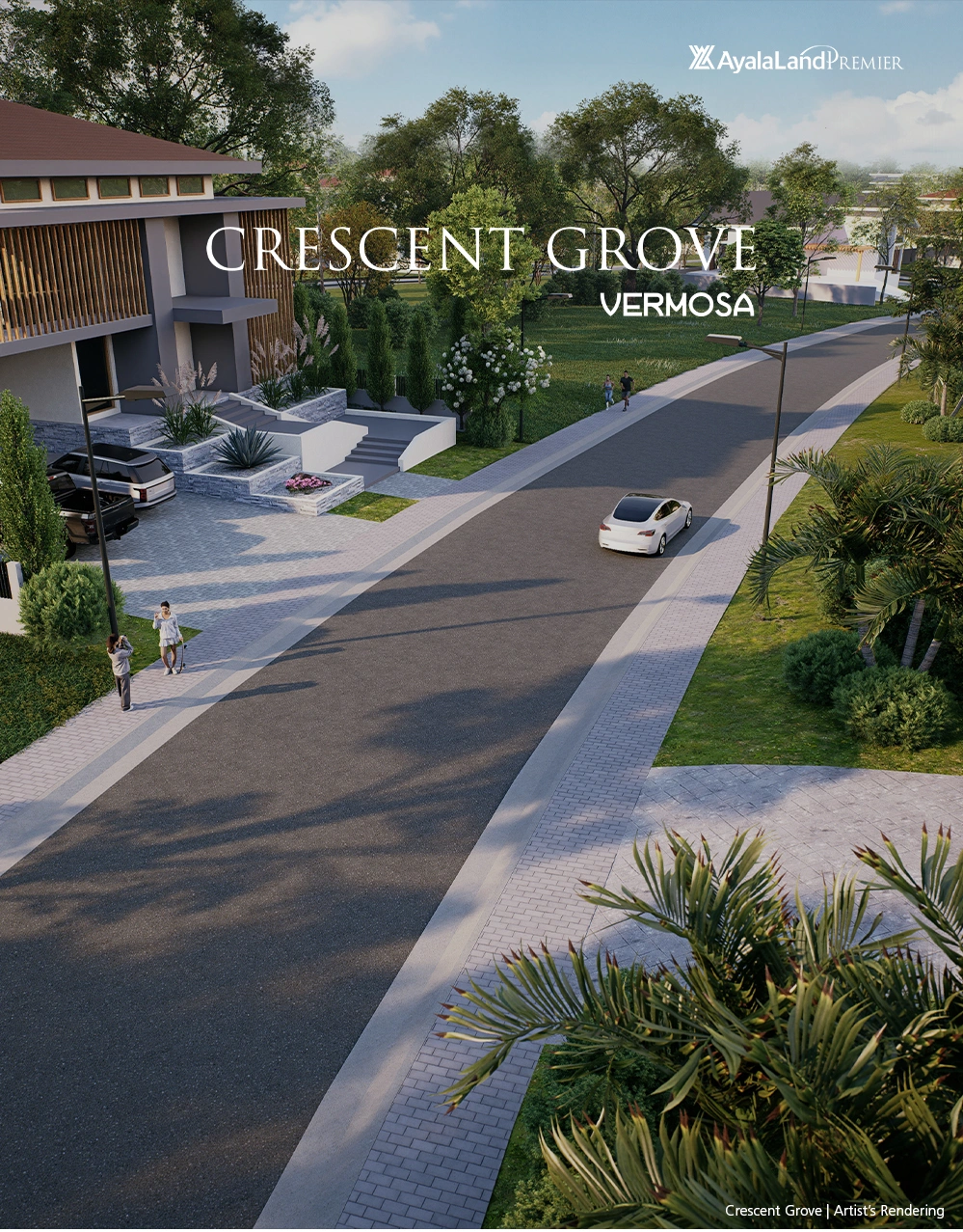 Crescent Grove landscaped residential streetscape, artist’s rendering