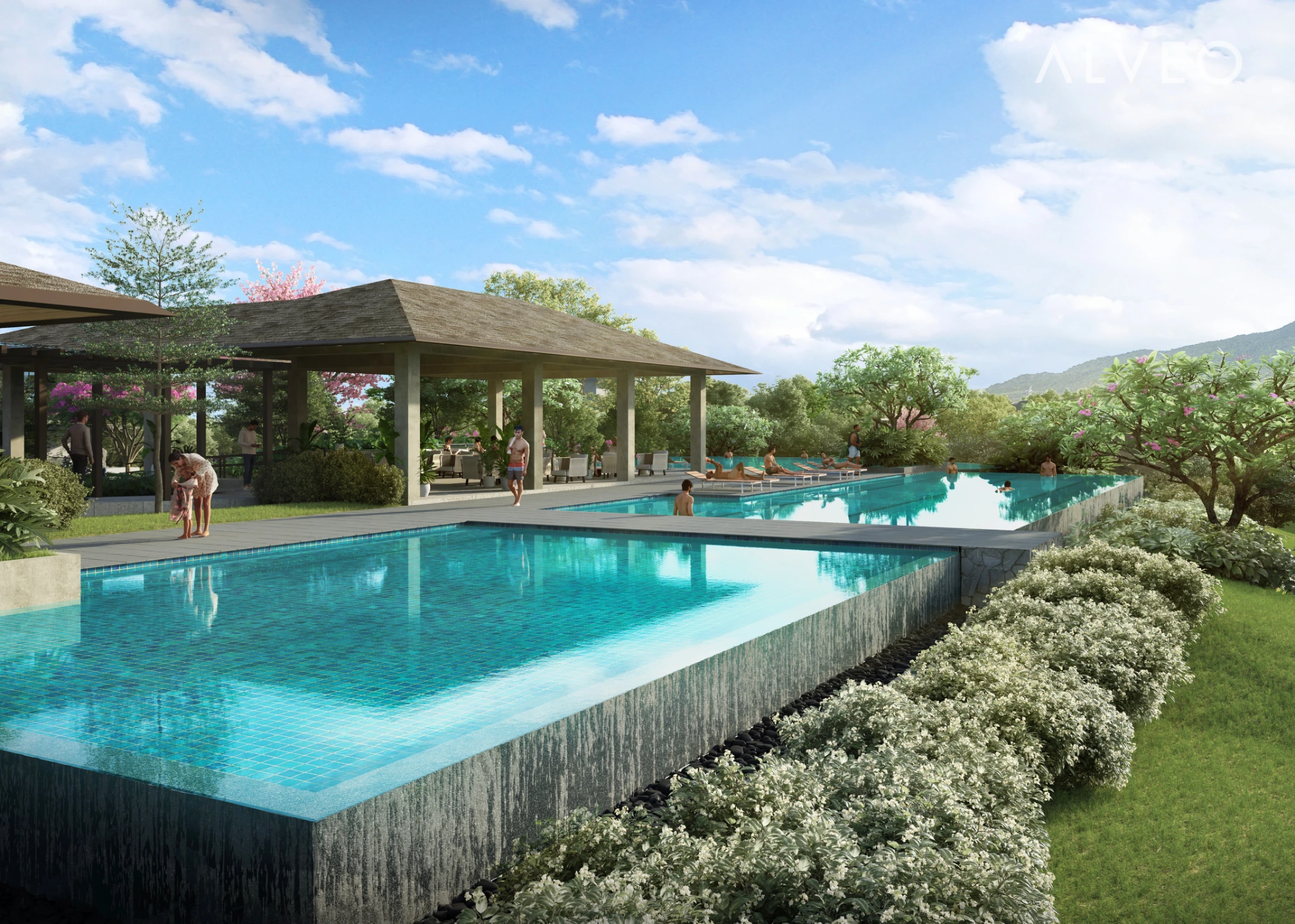 Sereneo The pool area, artist’s perspective