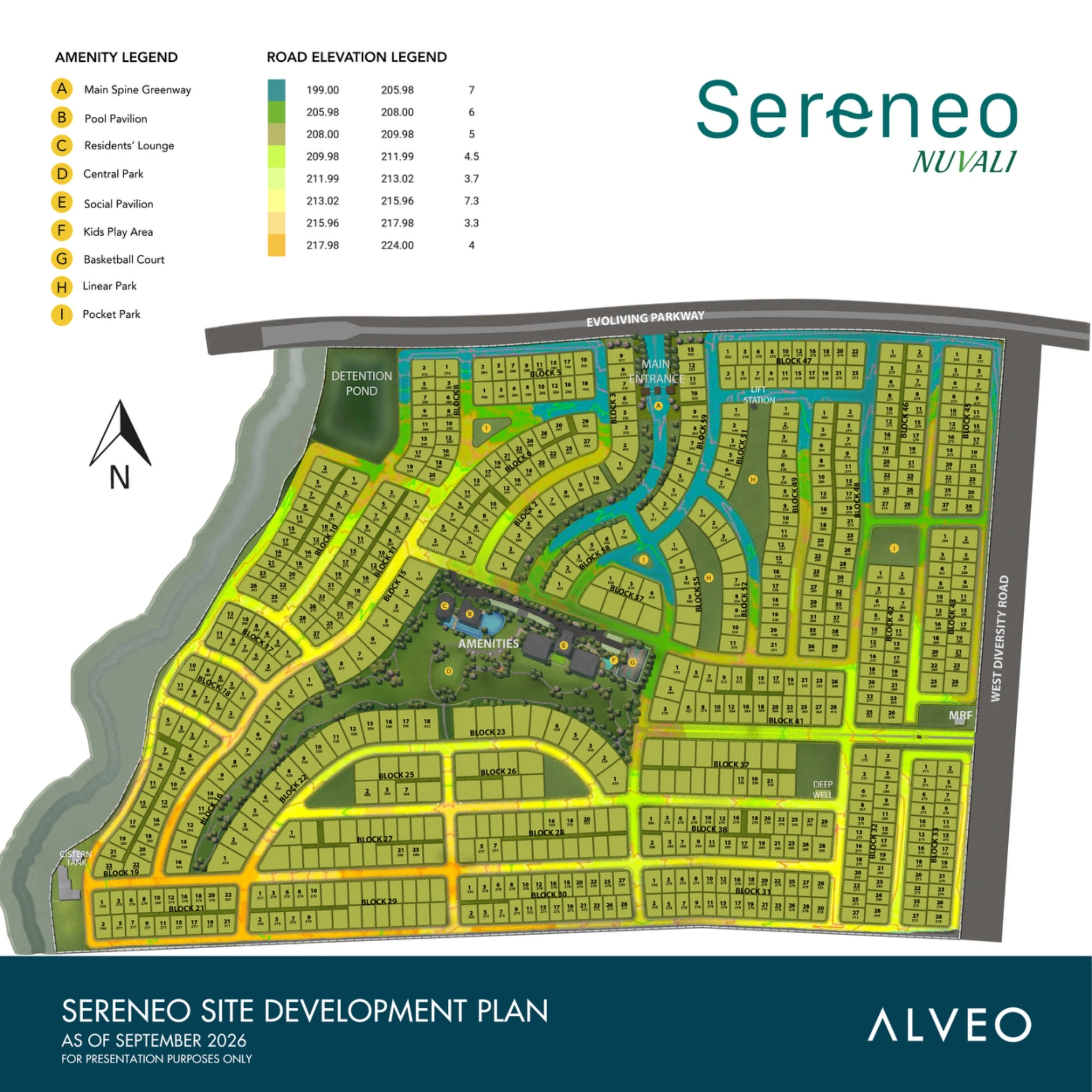 Sereneo phases 1 and 2 site development plan as of September 2026