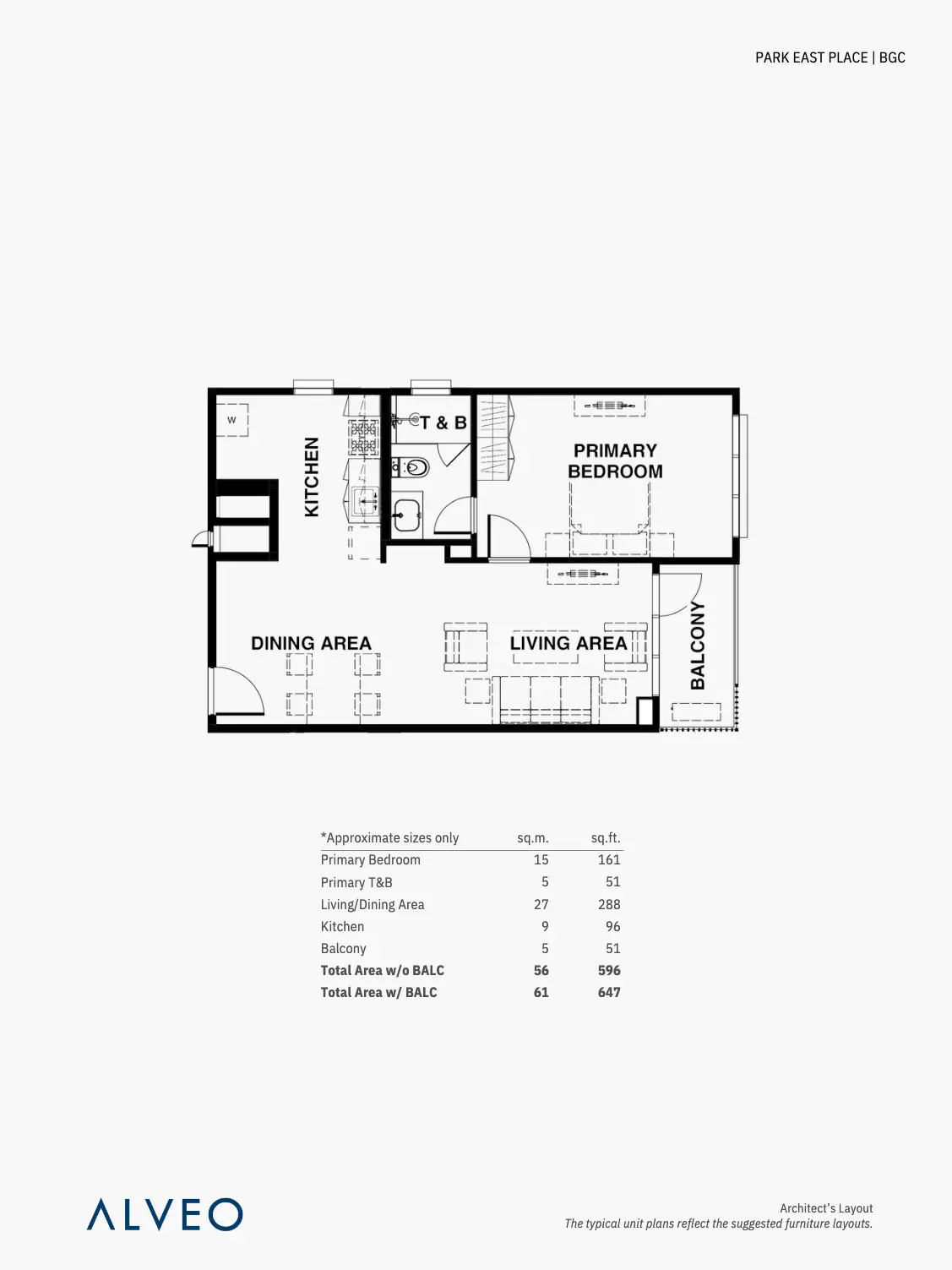 Park East Place One-bedroom Floor Plan