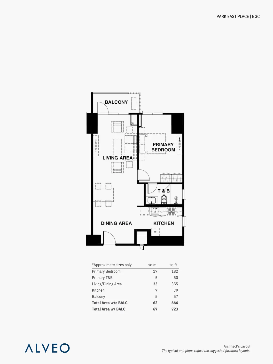 Park East Place One-bedroom Suite Plan