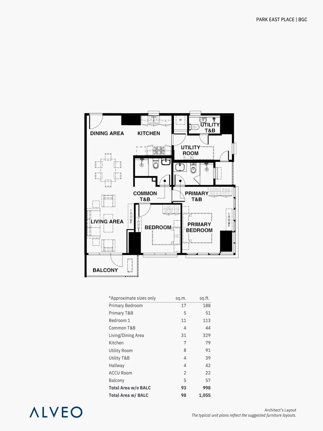Park East Place Two-bedroom Corner Plan