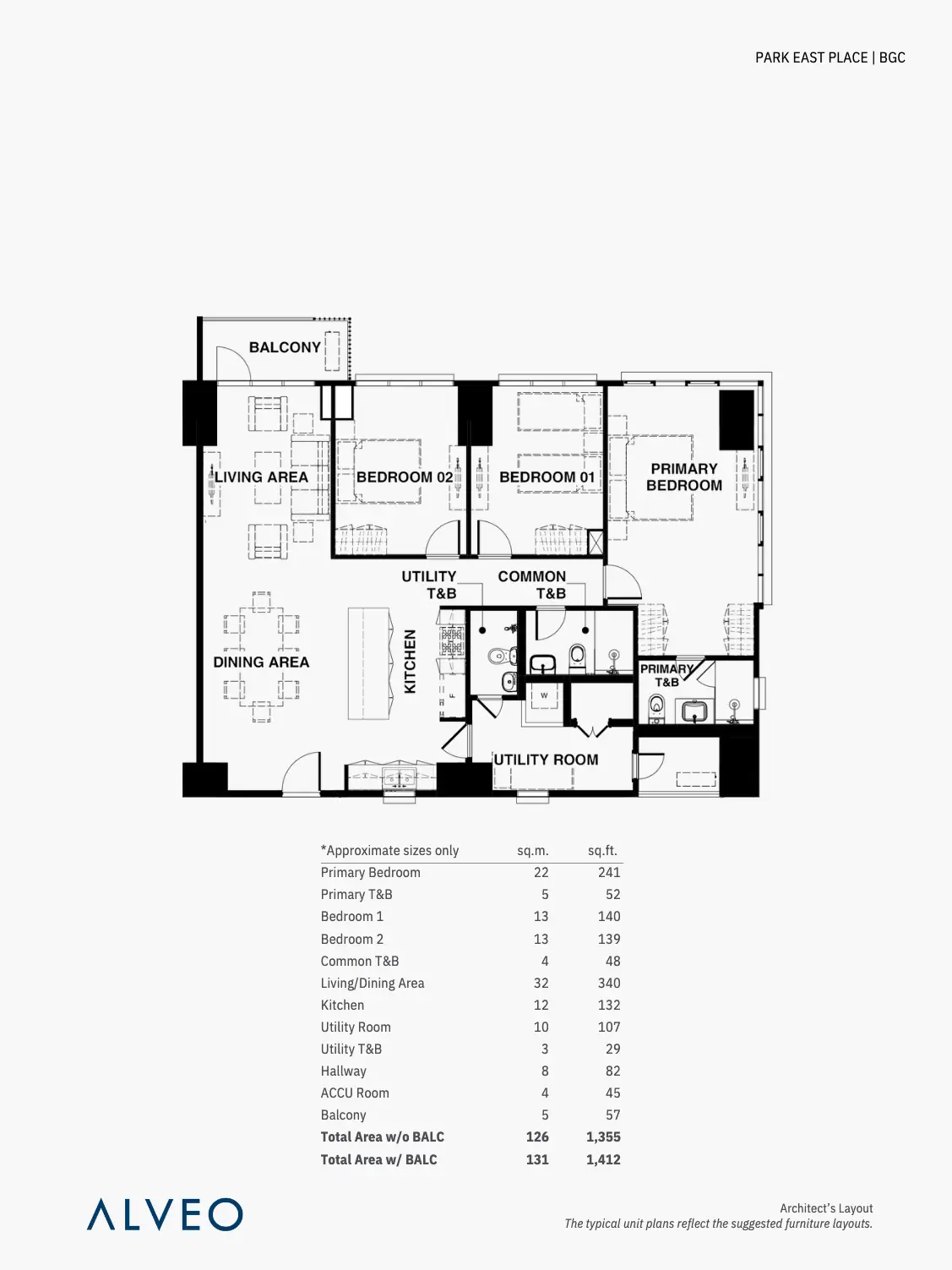 Park East Place Three-bedroom Floor Plan